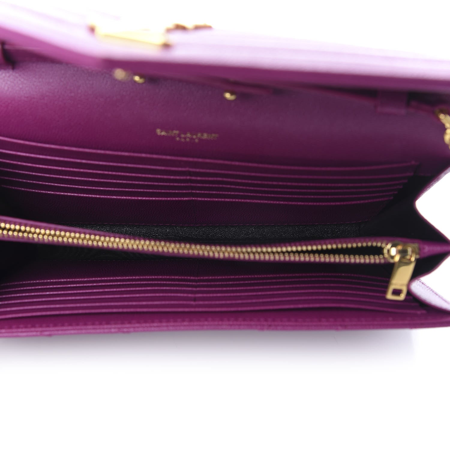 Saint Laurent Grain De Poudre Matelasse Chevron Monogram Chain Wallet Dark Grape 5 of 9