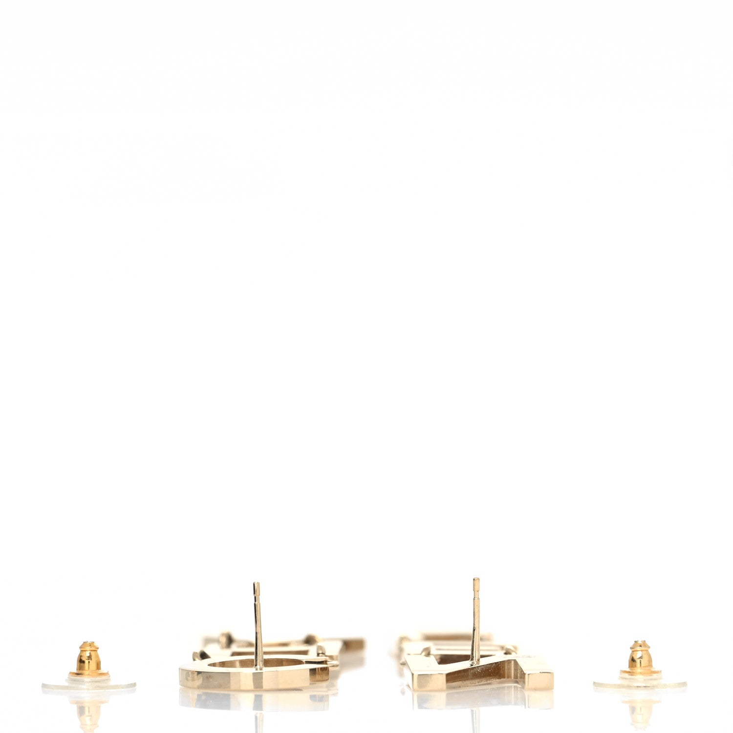 Chanel Metal Cha-Nel Logo Drop Earrings Gold 4 of 5