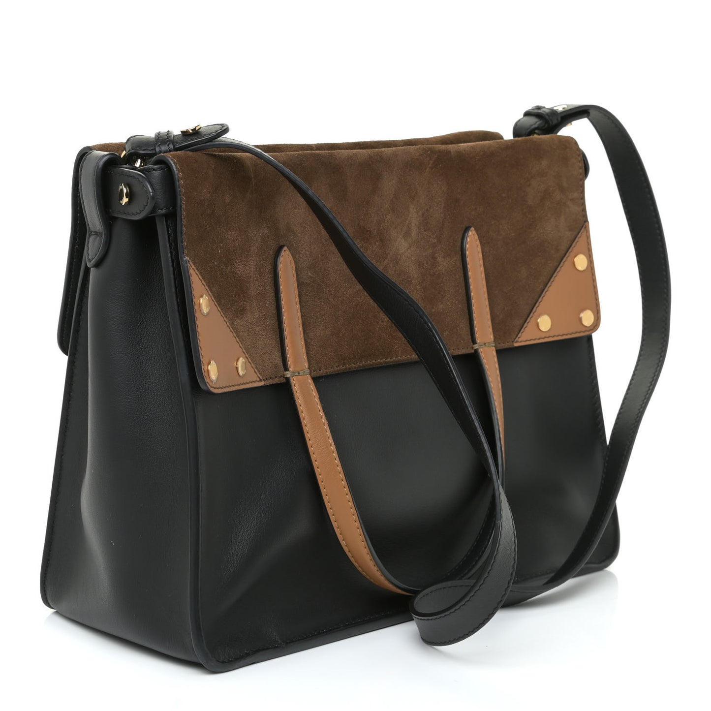 Vitello Grace Suede Flip Tote Black Nocciola Marrone