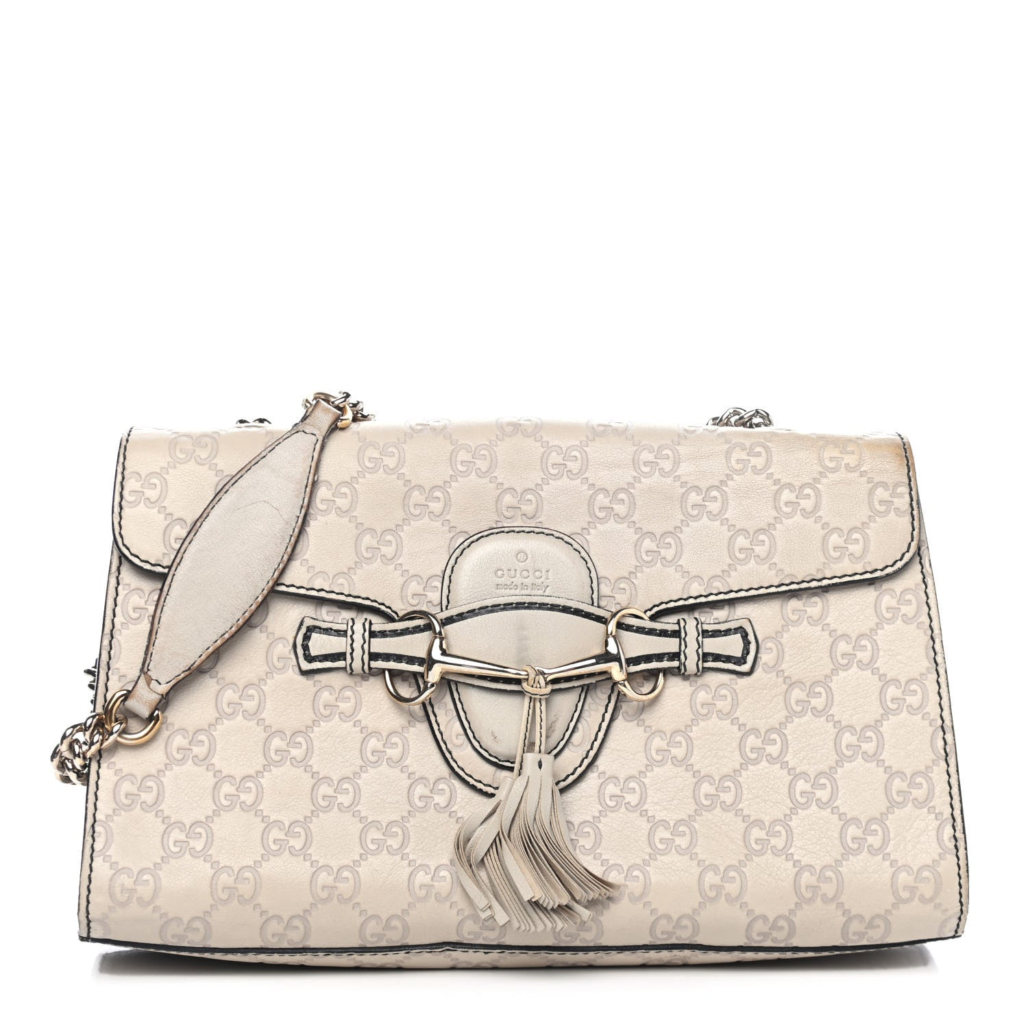 Gucci Guccissima Signature Medium Emily Chain Shoulder Bag Mystic White 1 of 6