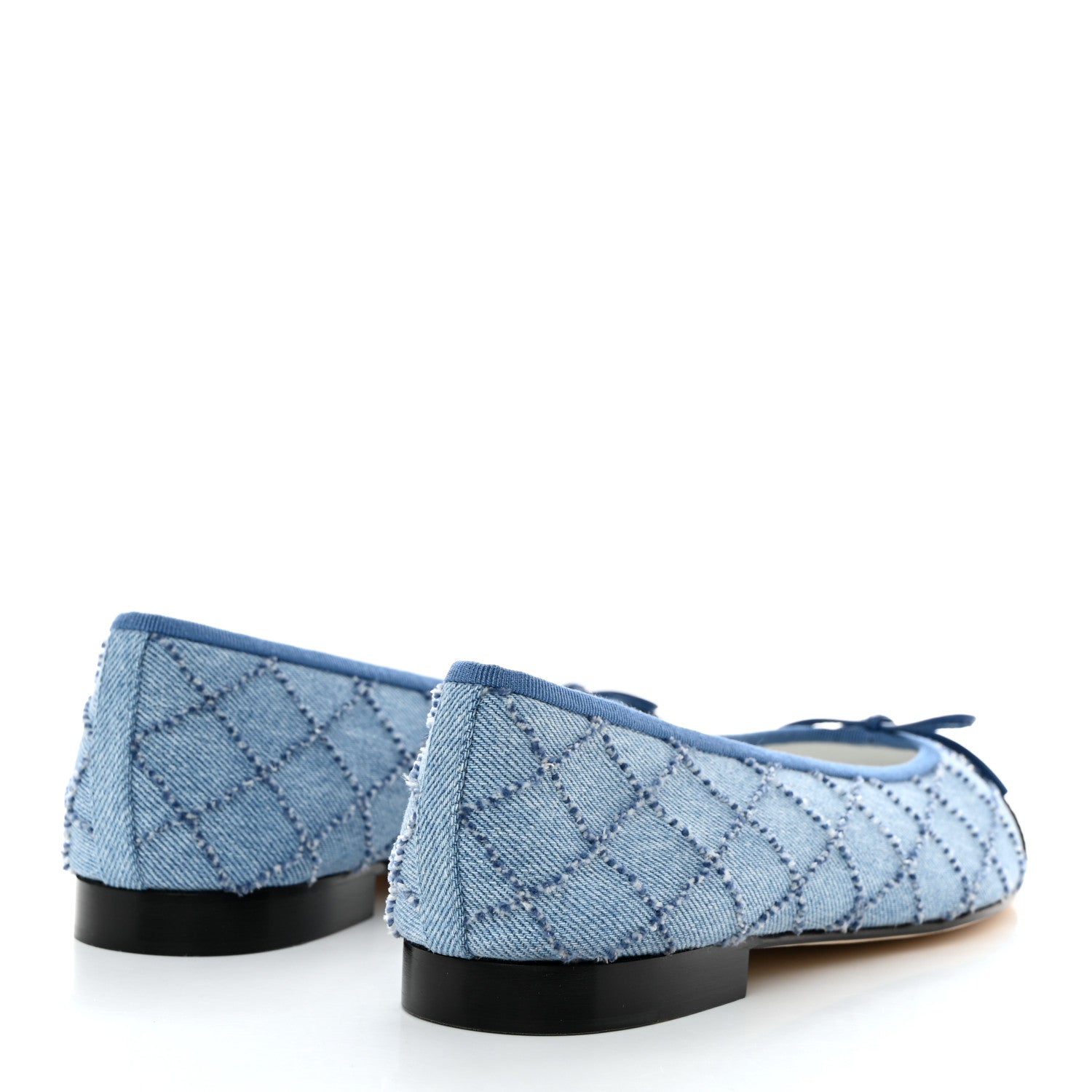Chanel Denim Embroidered Grosgrain CC Cap Toe Ballerina Flats 40.5 Blue Black 4 of 9