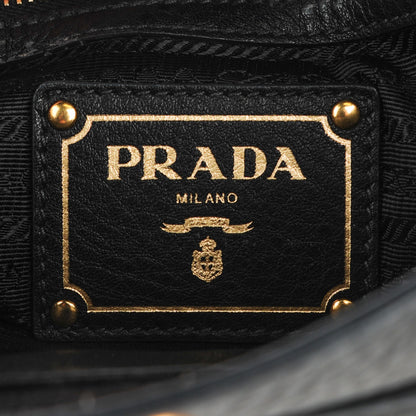 Prada Vitello Daino Double Buckle Messenger Bag Black 6 of 11