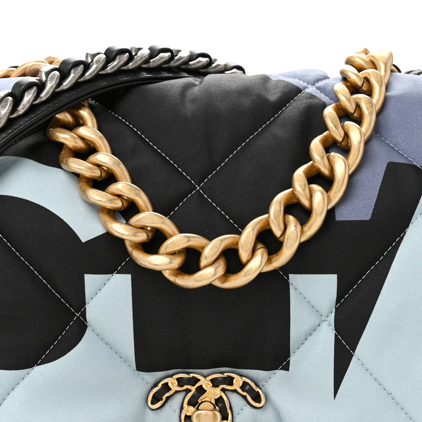 Silk Maxi Scarf Chanel 19 Flap Black Blue White