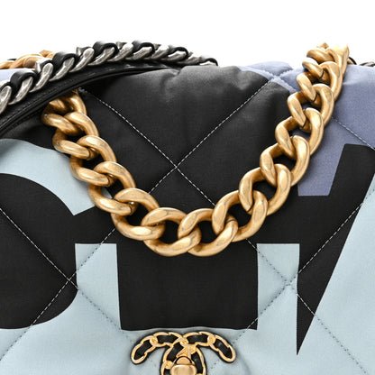 Chanel Silk Maxi Scarf Chanel 19 Flap Black Blue White 8 of 10