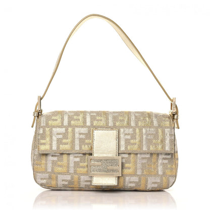 Fendi Metallic Lurex Zucca Baguette Gold Silver 1 of 11