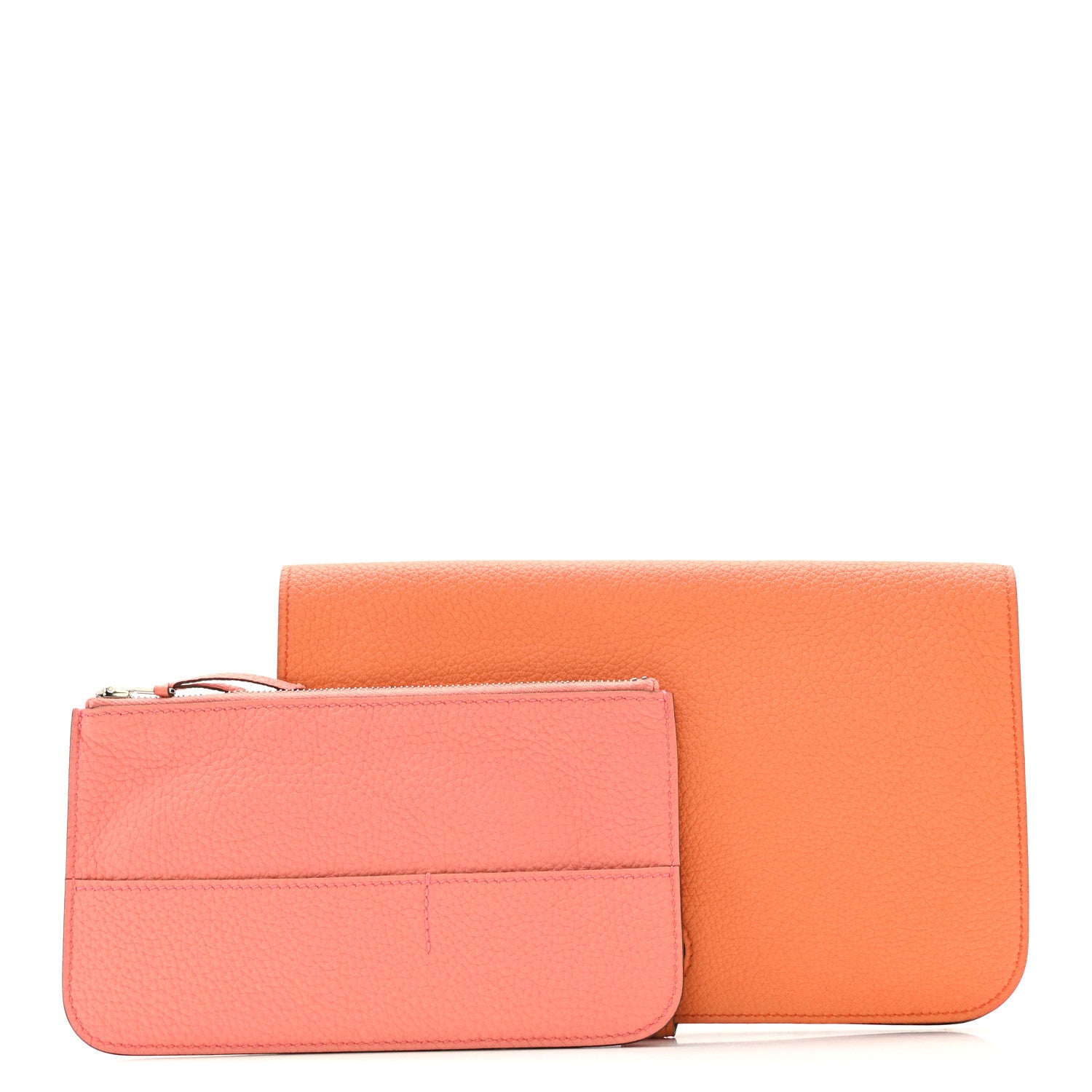 Hermes Togo Dogon Duo Wallet Orange Poppy Rose Candy 3 of 12