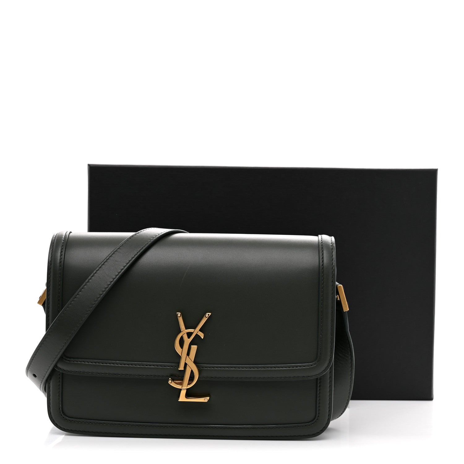 Saint Laurent Box Calfskin Monogram Medium Solferino Satchel Vert Fonce 11 of 11