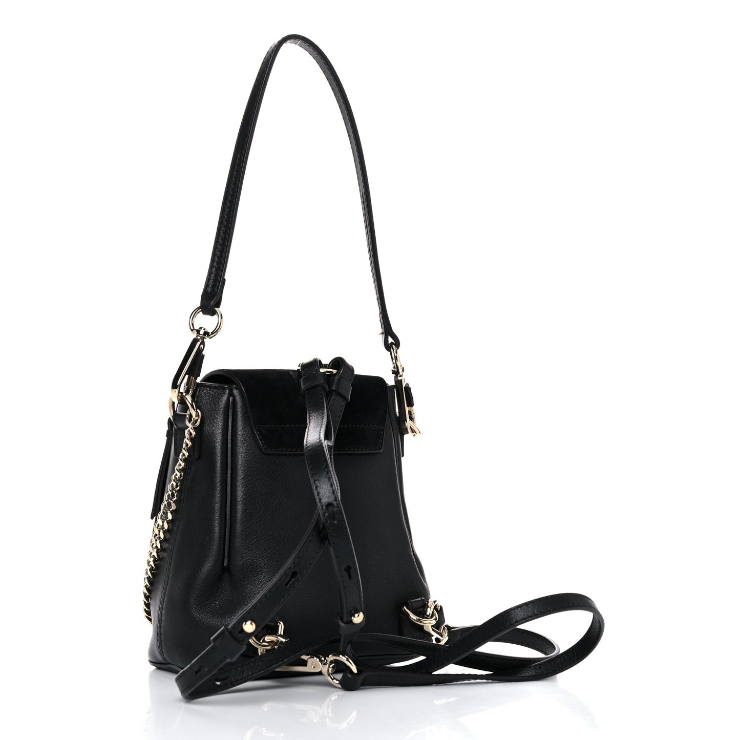Suede Calfskin Mini Faye Backpack Black