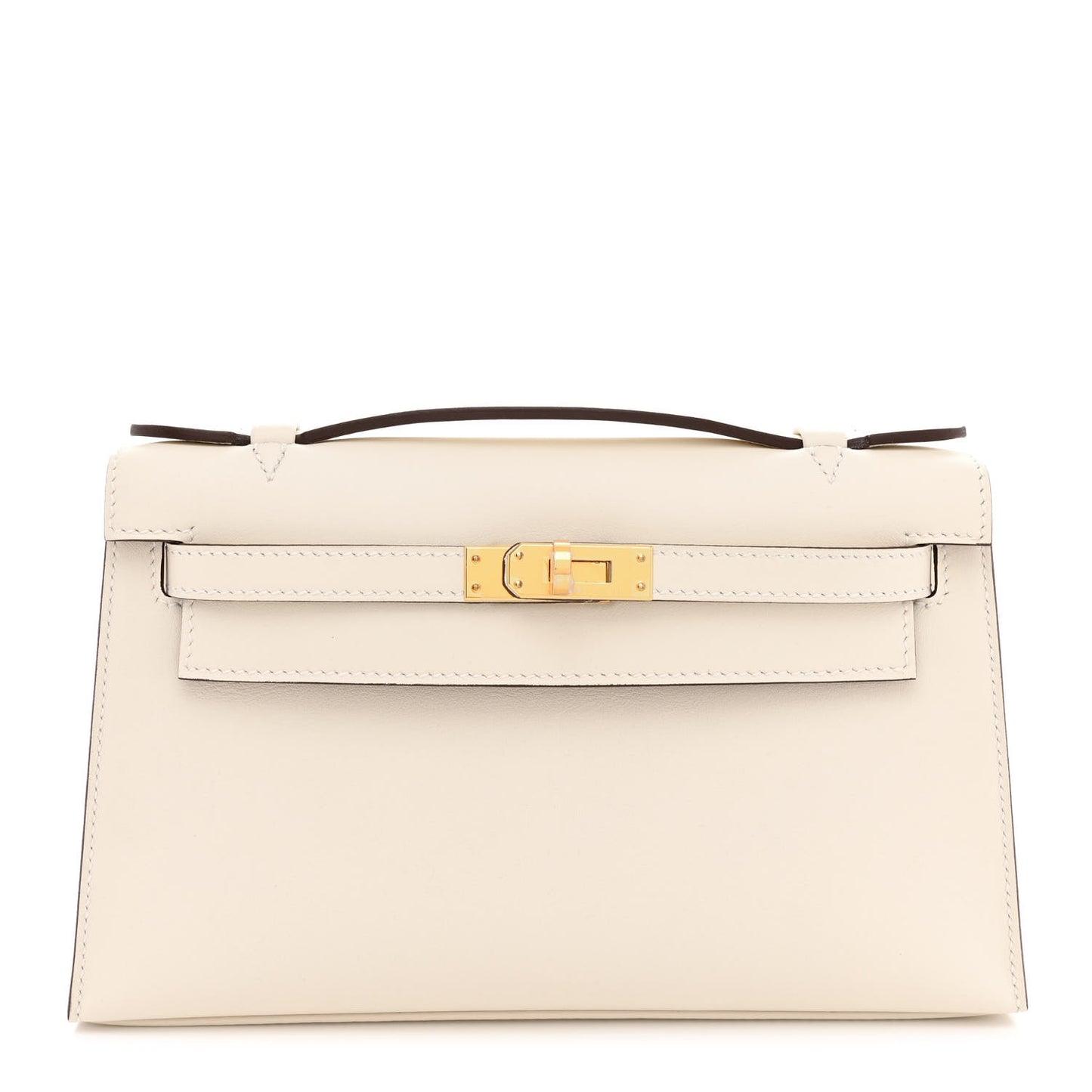 Swift Horseshoe Kelly Pochette Clutch Nata Gold
