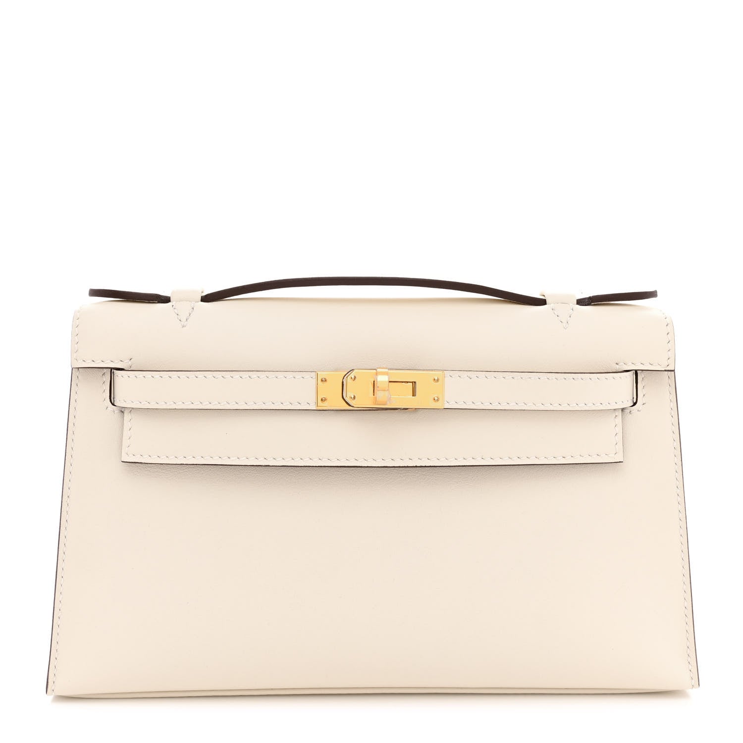 Hermes Swift Horseshoe Kelly Pochette Clutch Nata Gold 2 of 32