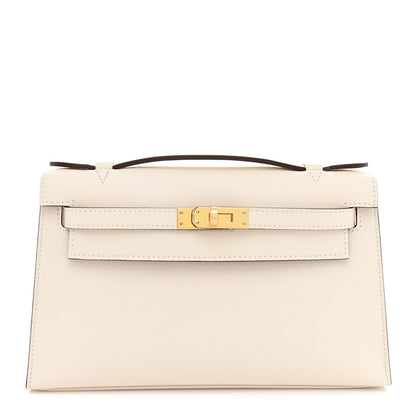 Hermes Swift Horseshoe Kelly Pochette Clutch Nata Gold 2 of 32