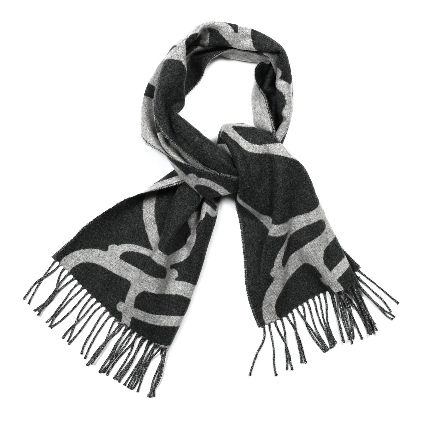 Cashmere Boucles et Camails Muffler Anthracite Gris Clair