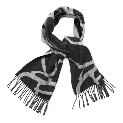Hermes Cashmere Boucles et Camails Muffler Anthracite Gris Clair 1 of 3