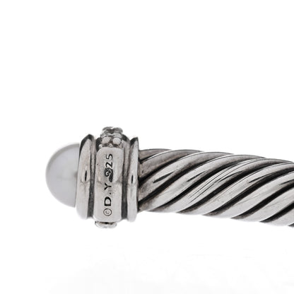 David Yurman Sterling Silver Diamond Cultured Pearl 4mm Cable Classics Bracelet 4 of 5