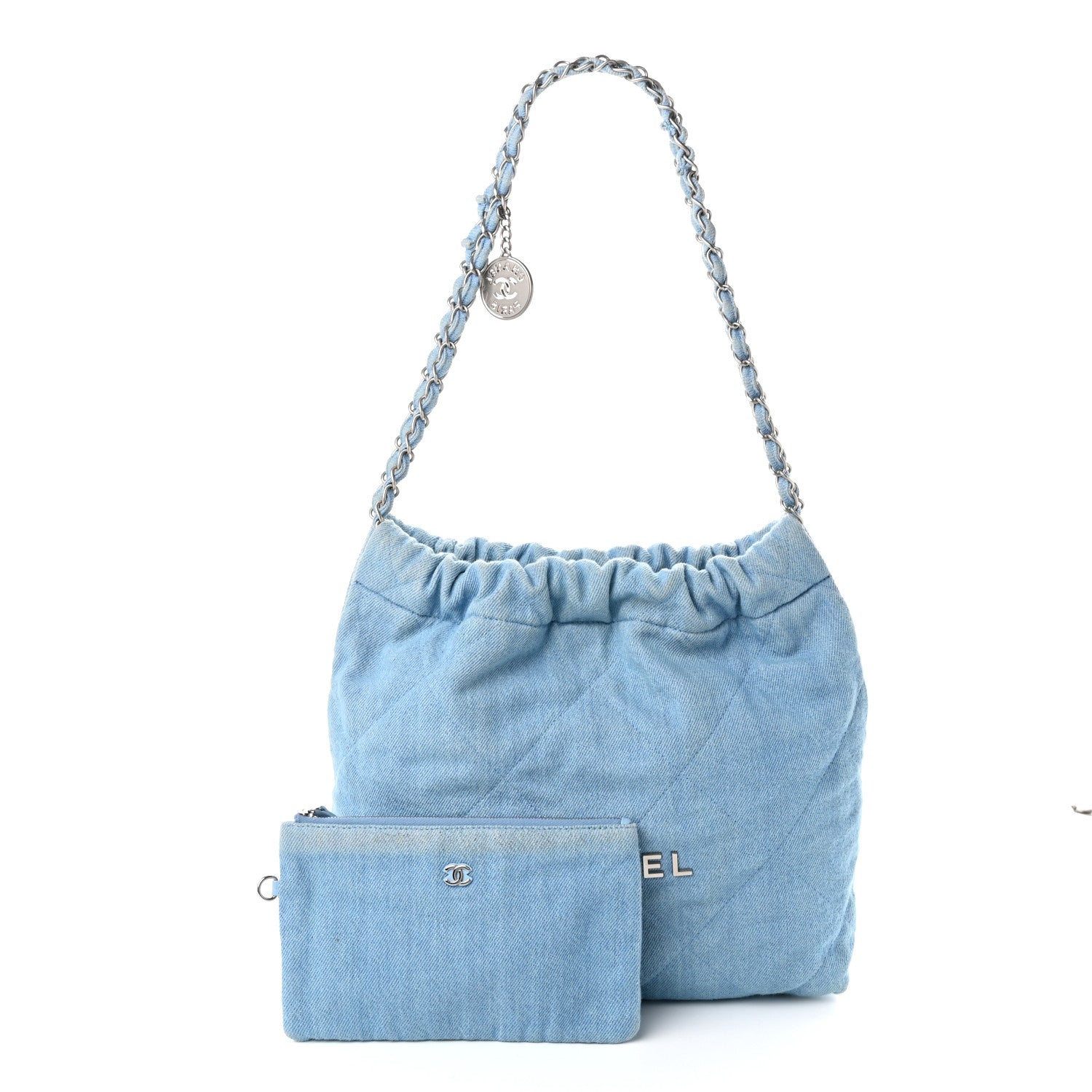 Chanel Denim Quilted Chanel 22 Light Blue 2 of 10
