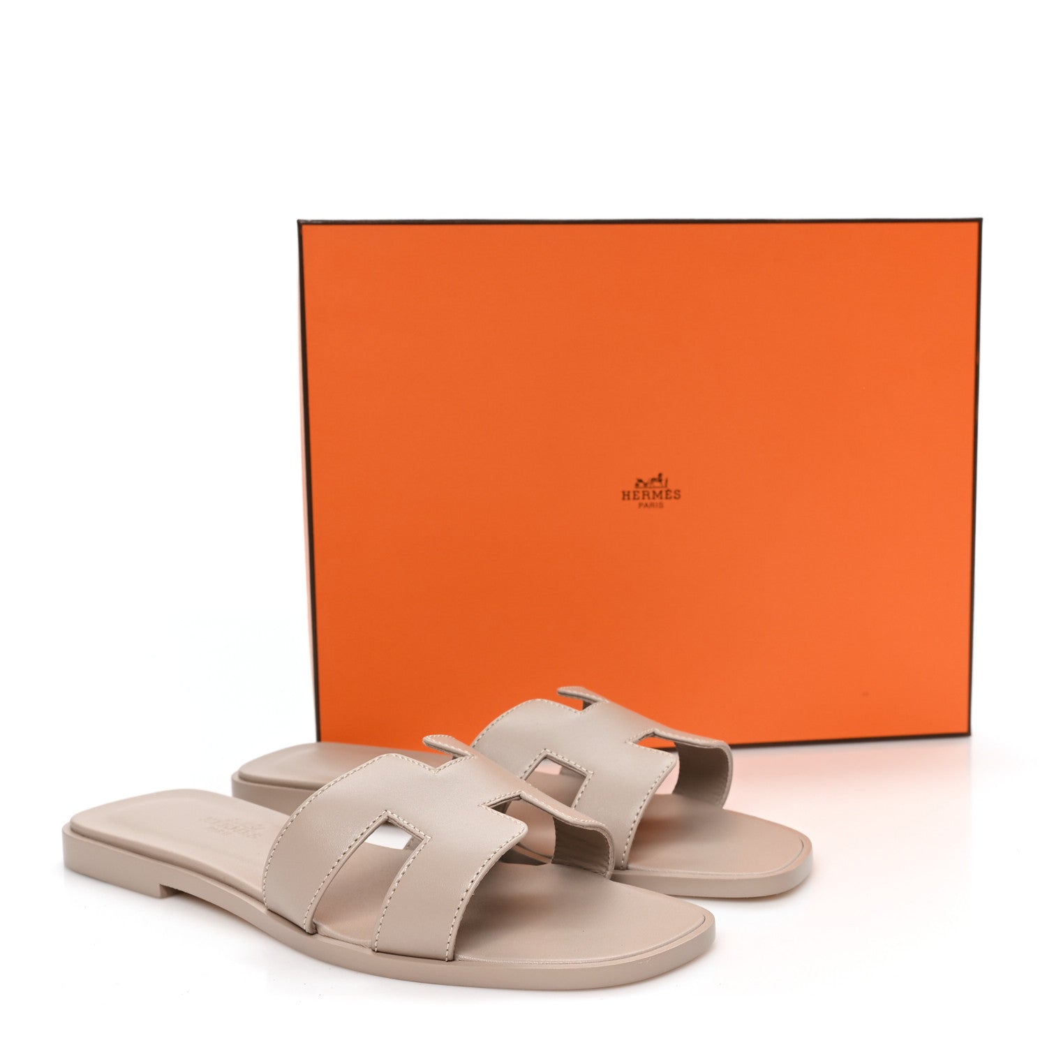 Hermes Box Calfskin Oran Sandals 36.5 Beige Mastics 10 of 10