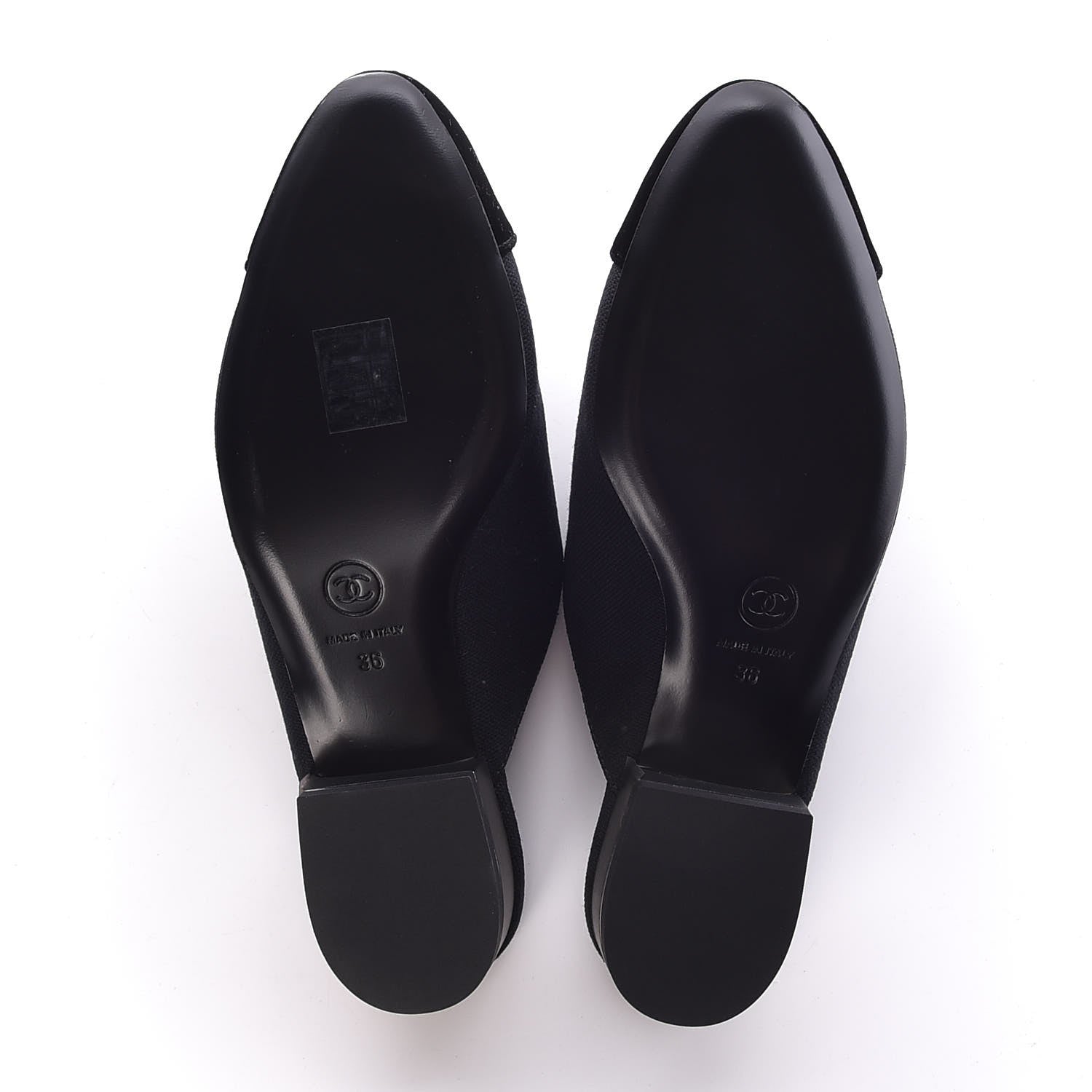 Chanel Fabric Velvet Cap Toe Mules 36 Black 5 of 9