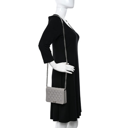 Chanel Caviar Quilted Boy Wallet On Chain WOC Grey 2 of 13