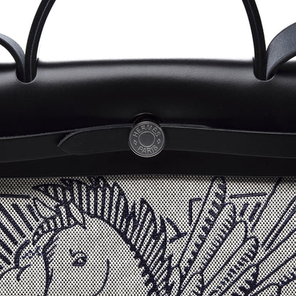Hermes Vache Hunter Toile Pegase Pop Herbag Zip Retourne 31 PM Bleu Indigo 9 of 10