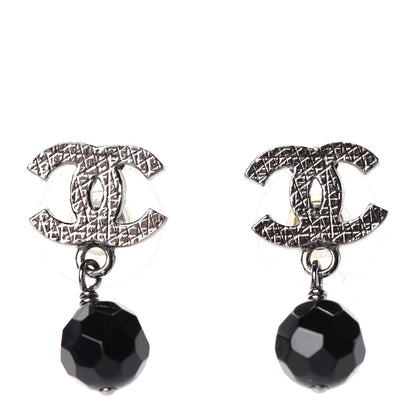 Chanel Ruthenium Bead CC Drop Earrings Black 1 of 4