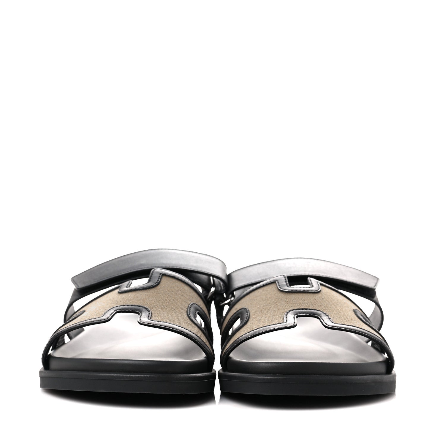 Canvas Calfskin Mens Chypre Sandals 44 Kaki Black