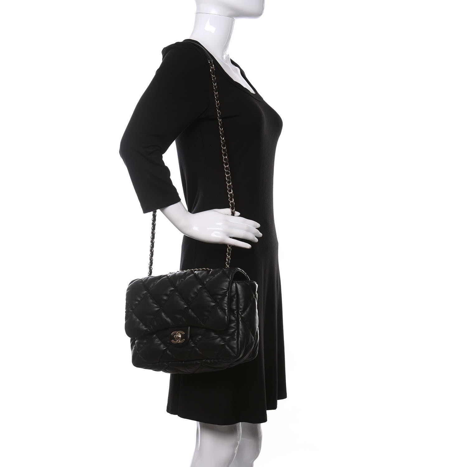 Chanel Calfskin Quilted Large Bubbly Flap Black 2 of 13