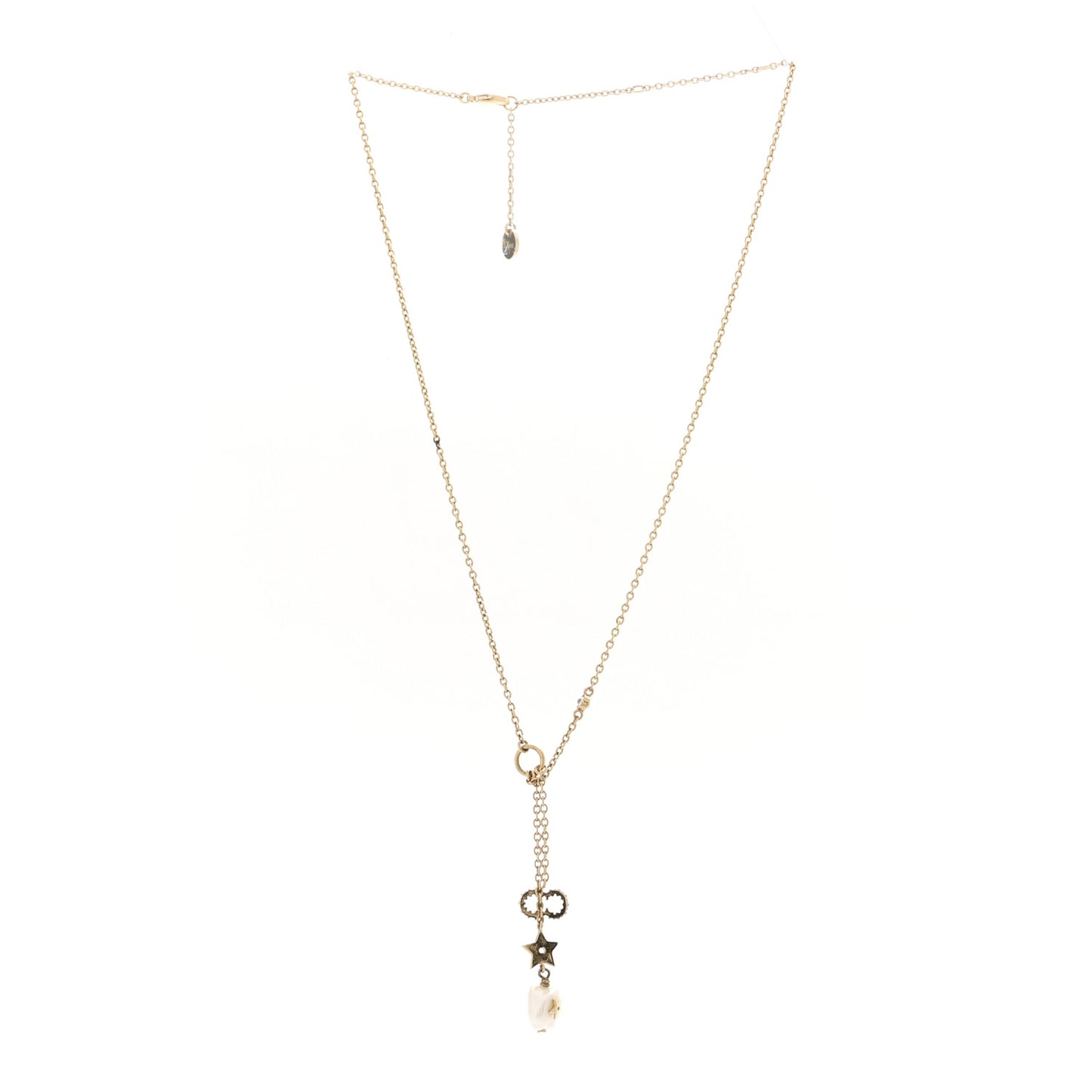 Crystal Pearl CD Shiny-D Tribal Long Necklace Gold