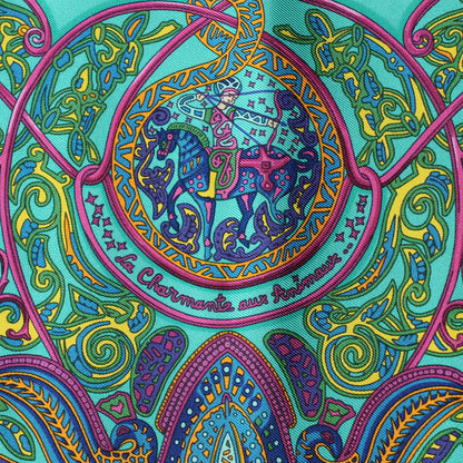 Hermes Silk La Charmante Aux Animaux Pocket Square 5 of 6