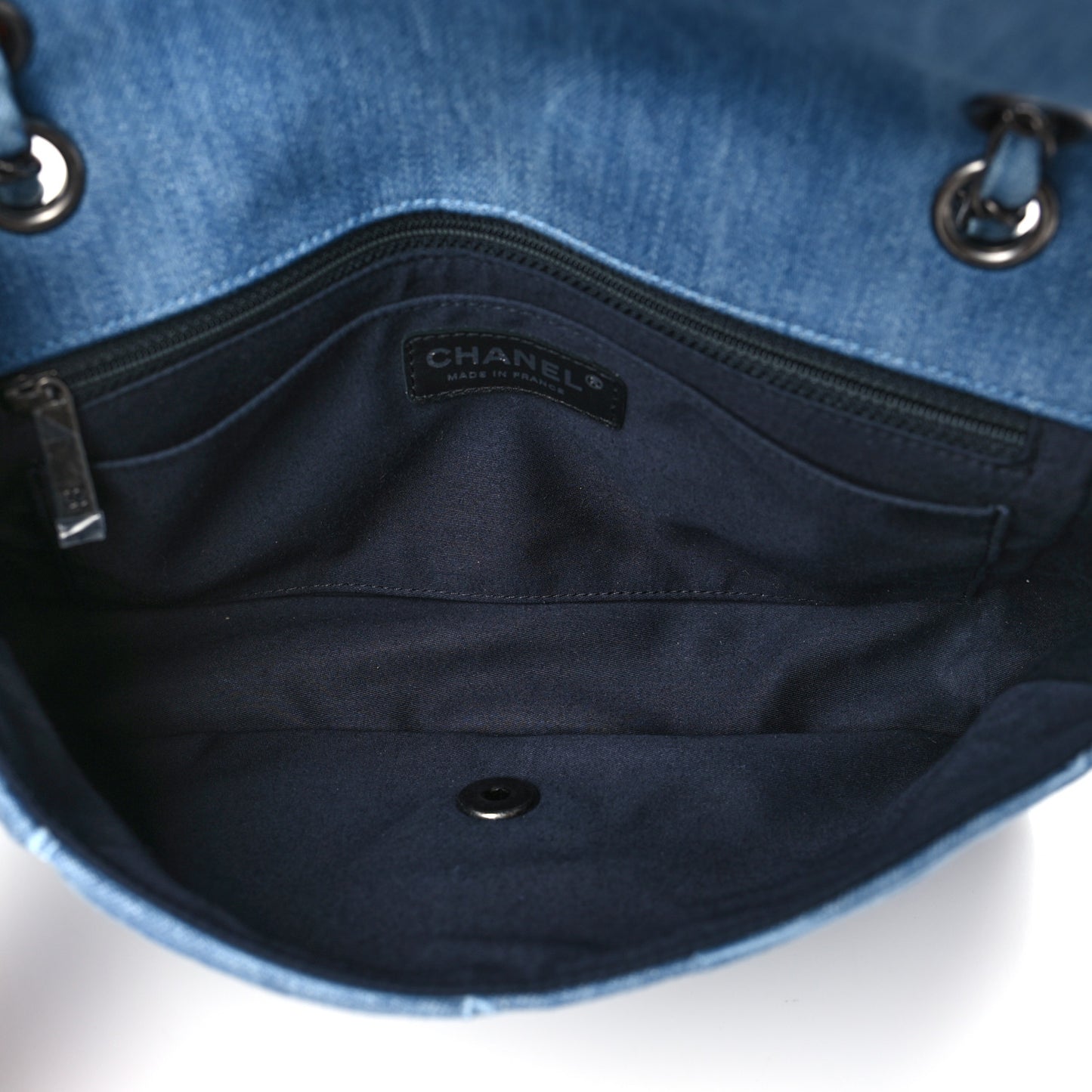 Denim Embroidered Medium Perfume Bottle Flap Light Blue