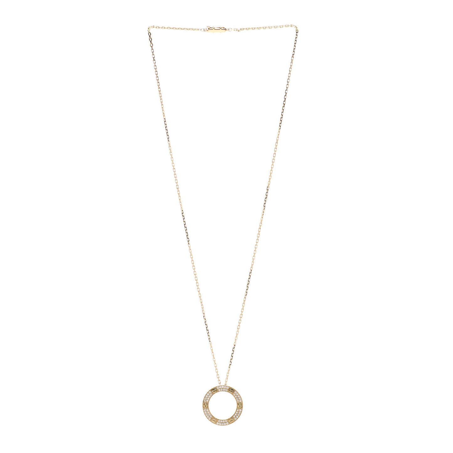 18K Yellow Gold Diamond LOVE Paved Necklace