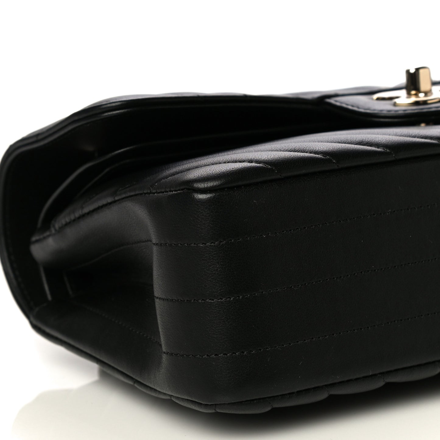 Lambskin Chevron Quilted Small Double Flap Black