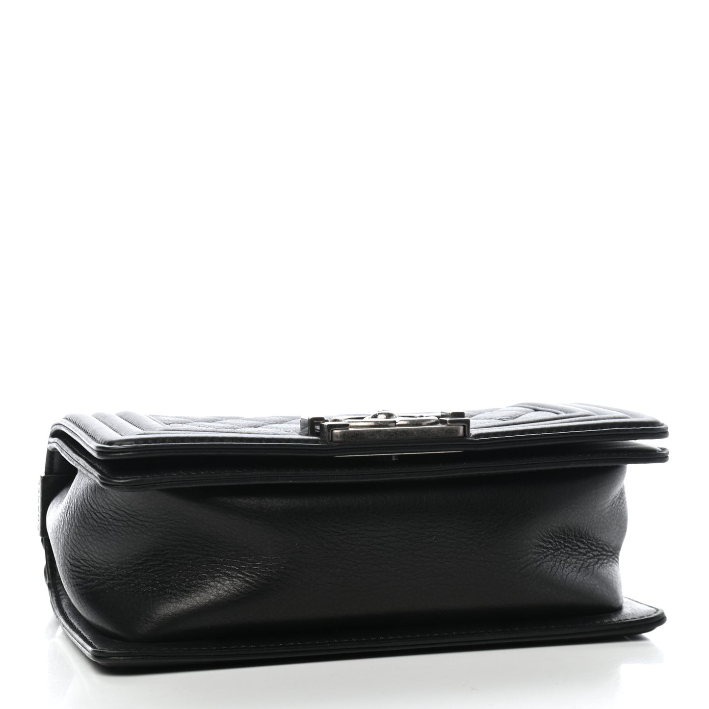 Calfskin Quilted Small Boy Flap Black