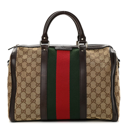 Gucci Monogram Vintage Web Medium Boston Dark Brown 1 of 14
