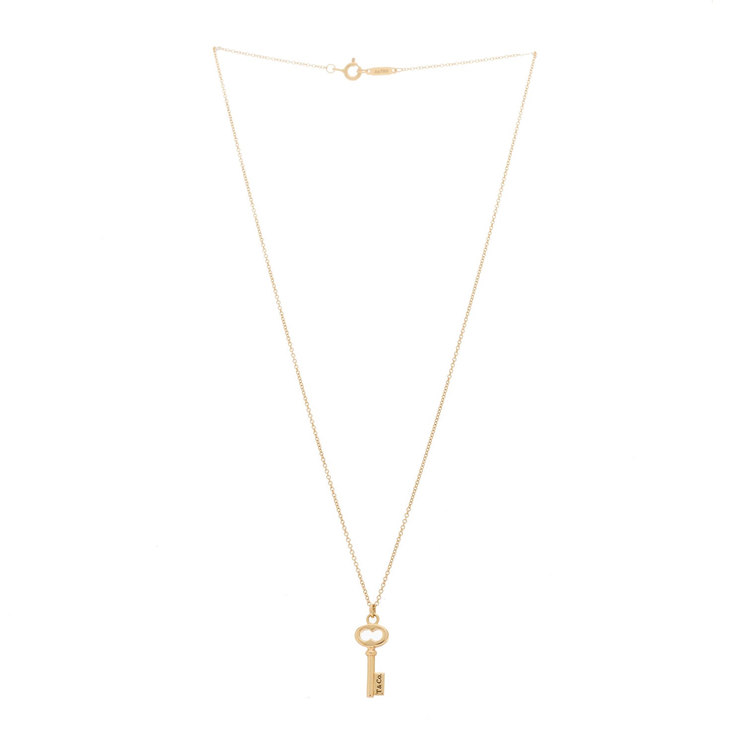 Tiffany 18K Rose Gold Mini Key Pendant Necklace 3 of 6