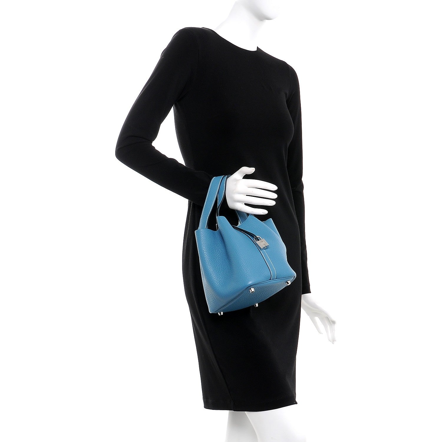 Hermes Taurillon Clemence Picotin Lock 18 PM Blue Jean 2 of 8