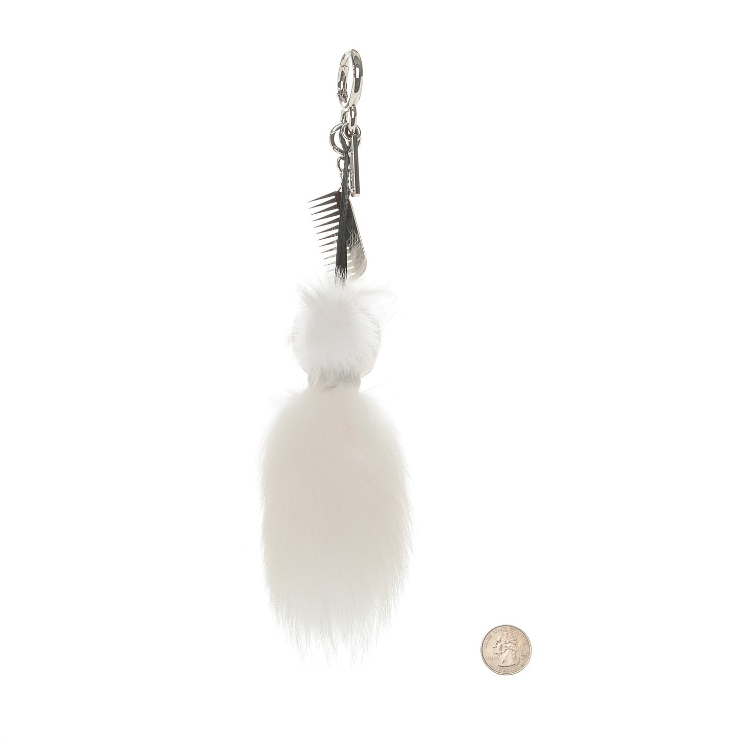 Fox Goat Mink Fur Nappa Crystal Studded Mini Karlito Tuxedo Bag Charm White Multicolor