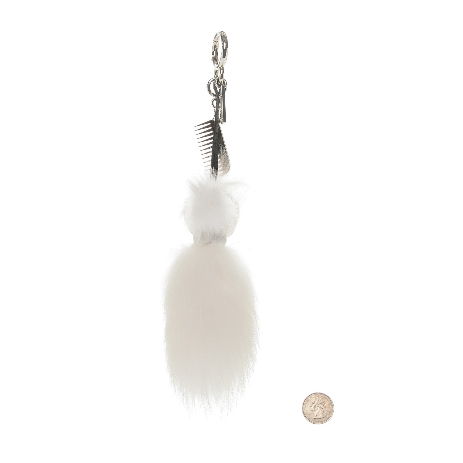 Fendi Fox Goat Mink Fur Nappa Crystal Studded Mini Karlito Tuxedo Bag Charm White Multicolor 2 of 4