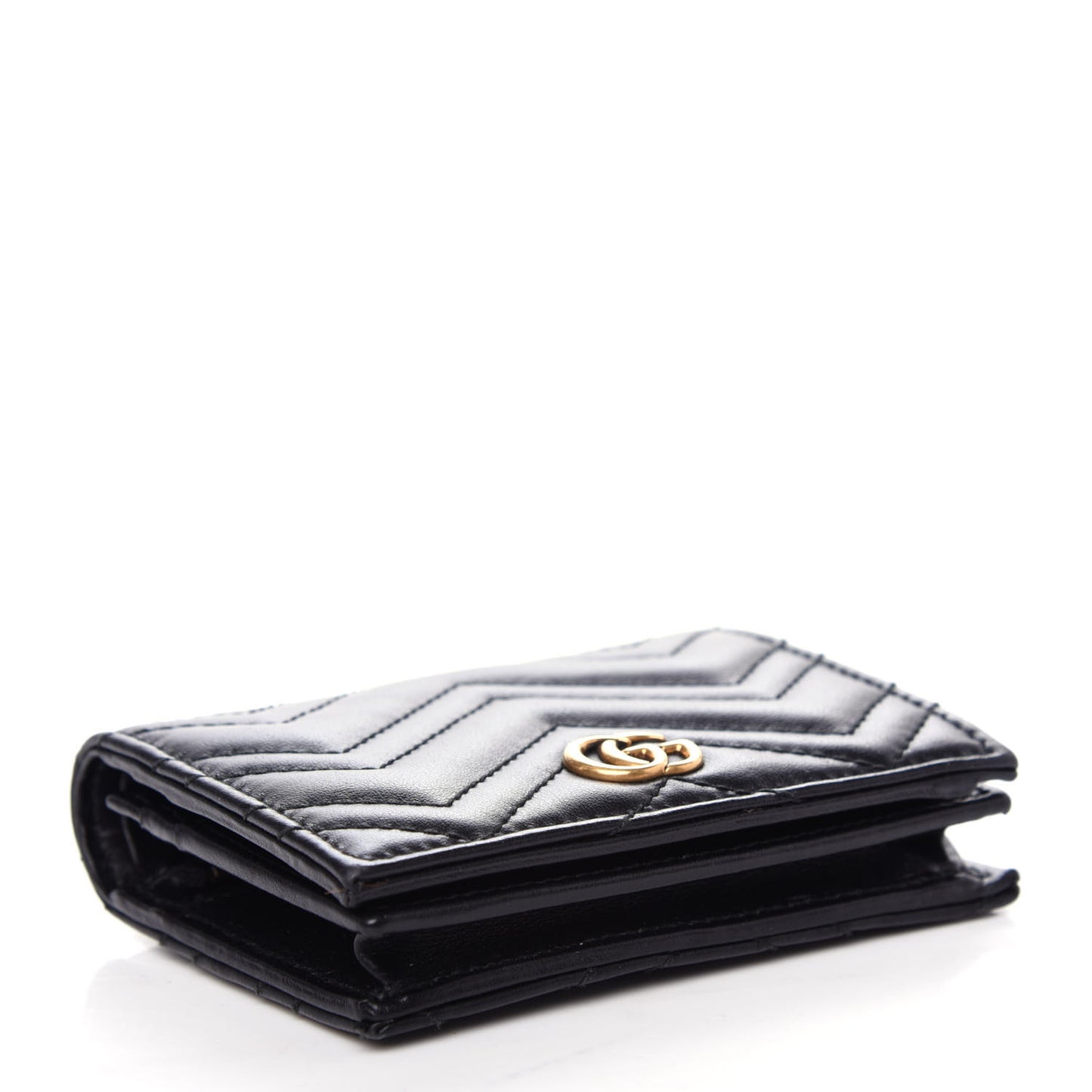 Calfskin Matelasse GG Marmont Card Case Wallet Black