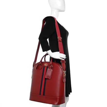 Gucci Textured Dollar Calfskin Web Small Savoy Bowling Tote Red 2 of 10