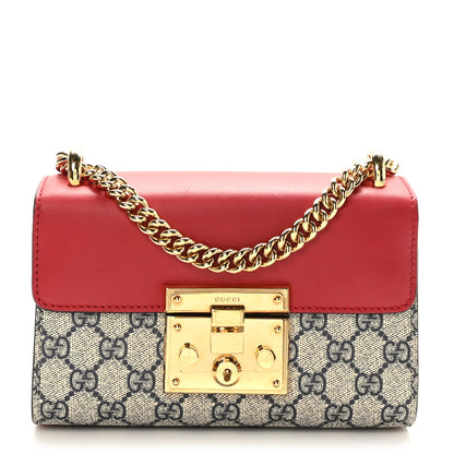 Gucci GG Supreme Monogram Moon Calfskin Small Padlock Shoulder Bag Beige Blue Hibiscus Red Mystic White 1 of 9