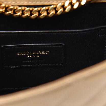 Saint Laurent Grain De Poudre Textured Mixed Matelasse Triquilt Small Monogram Satchel Dark Beige 7 of 9