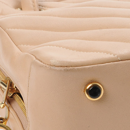 Chanel Lambskin Chevron Quilted Shoulder Bag Beige 11 of 14
