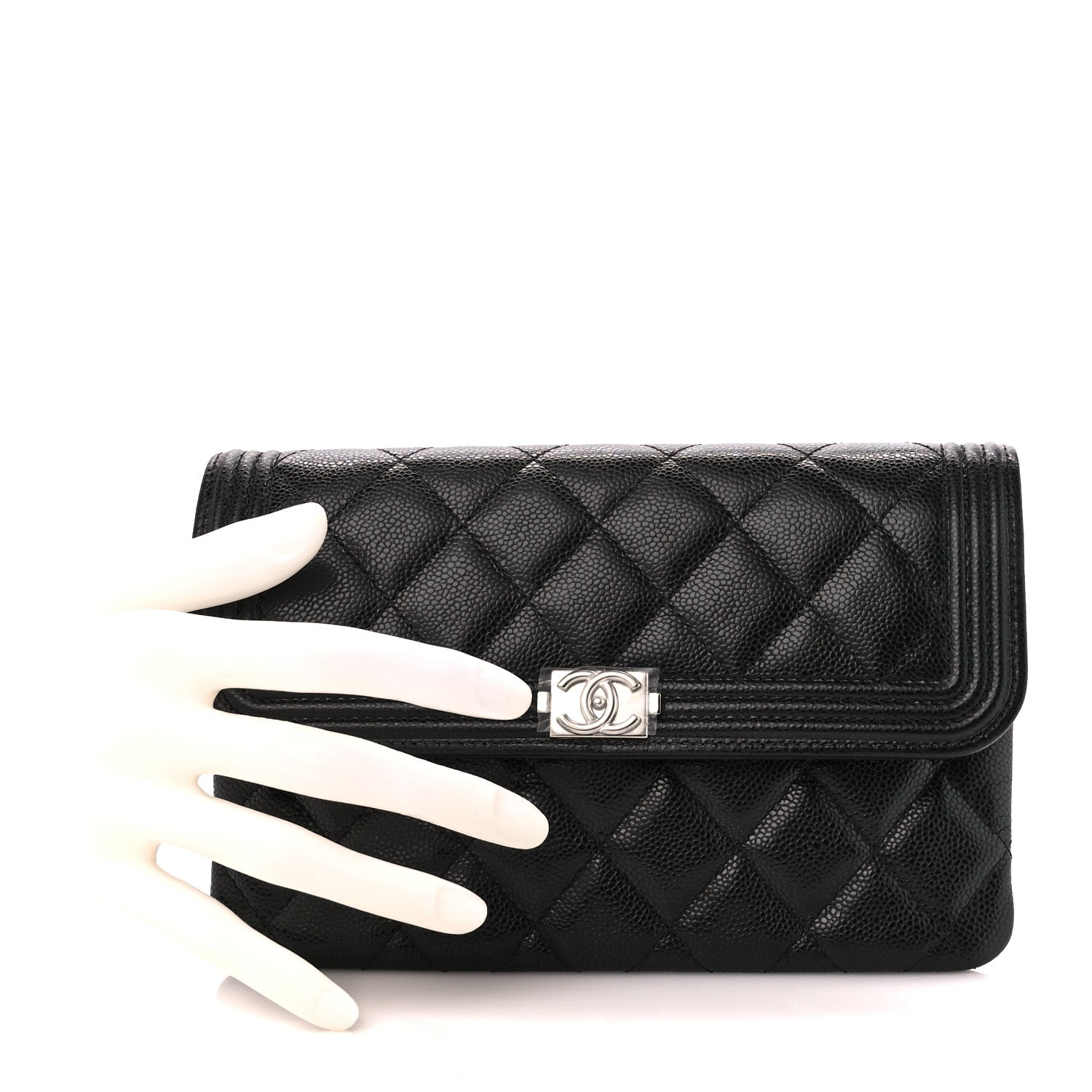 Chanel Caviar Quilted Boy Flap Clutch Black 2 of 11