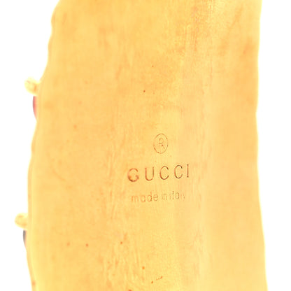Gucci Metal Crystal Cabochon Clip On Earrings Aged Gold 4 of 5