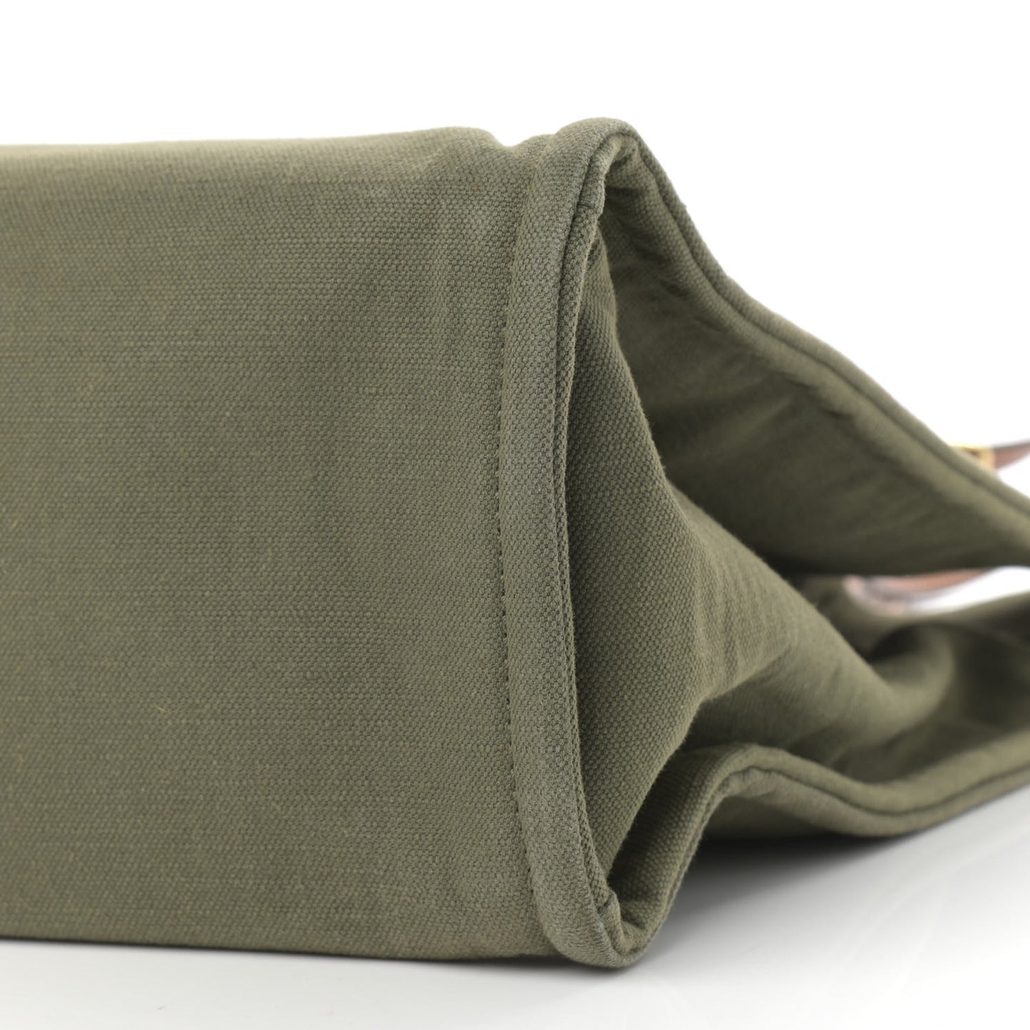 Canvas Calfskin Vertical Cabas Green