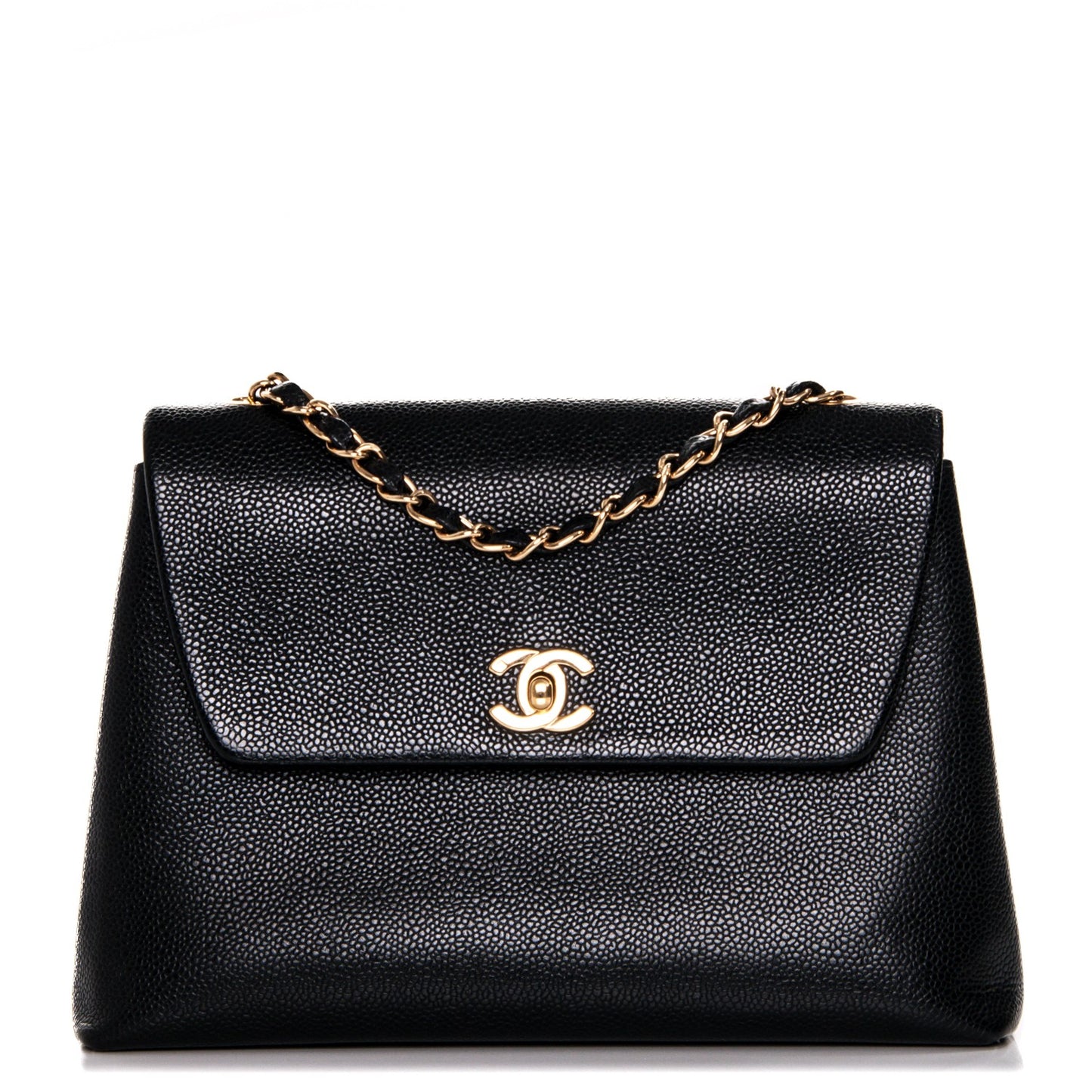 Caviar Flap Shoulder Bag Black