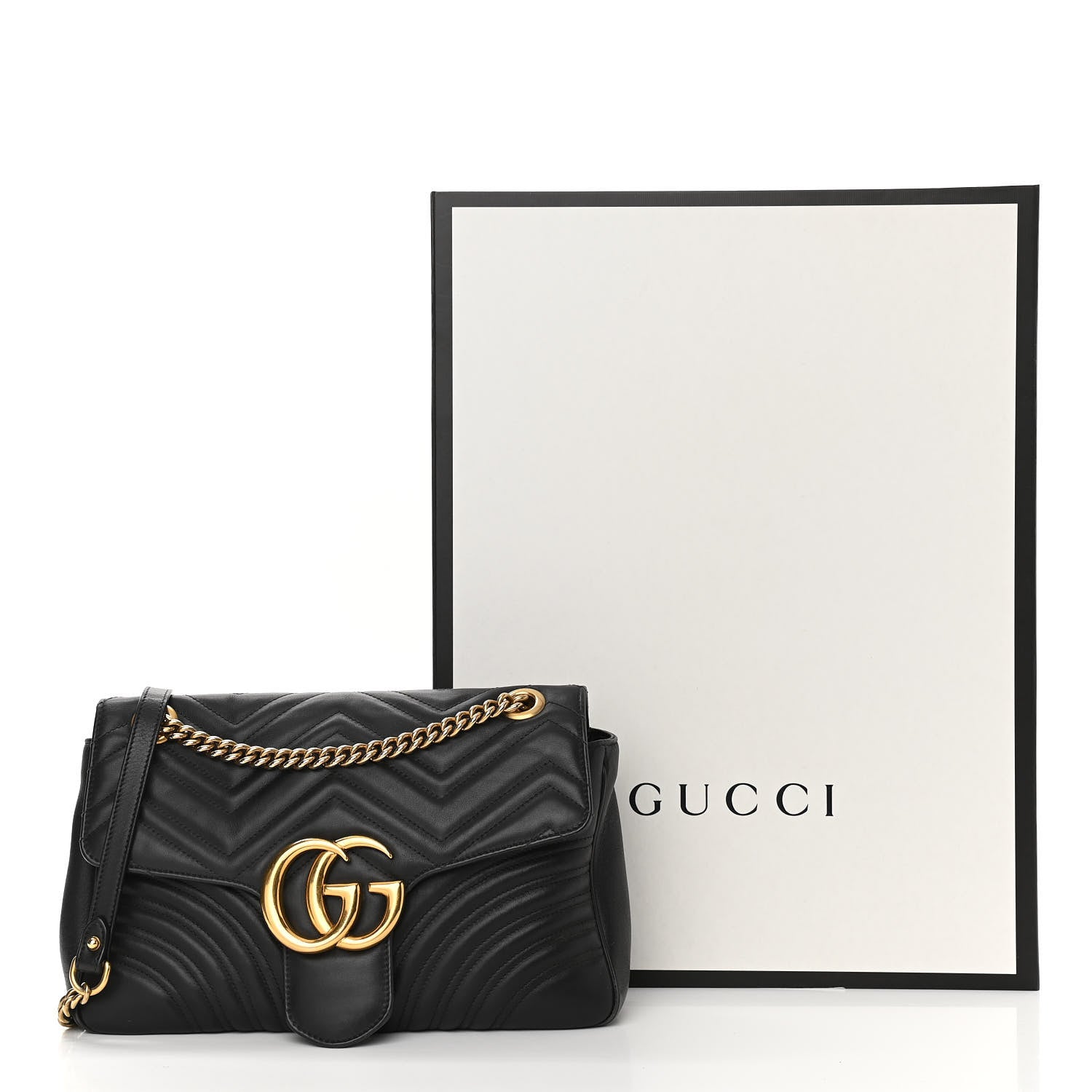 Gucci Calfskin Matelasse Medium GG Marmont Shoulder Bag Black 15 of 15