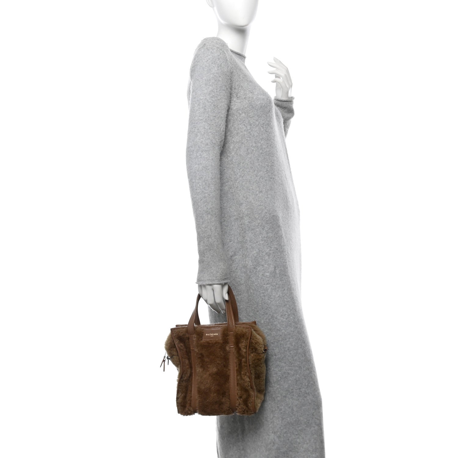 Balenciaga Shearling XS Bazar Shopper Tote Beige 2 of 15