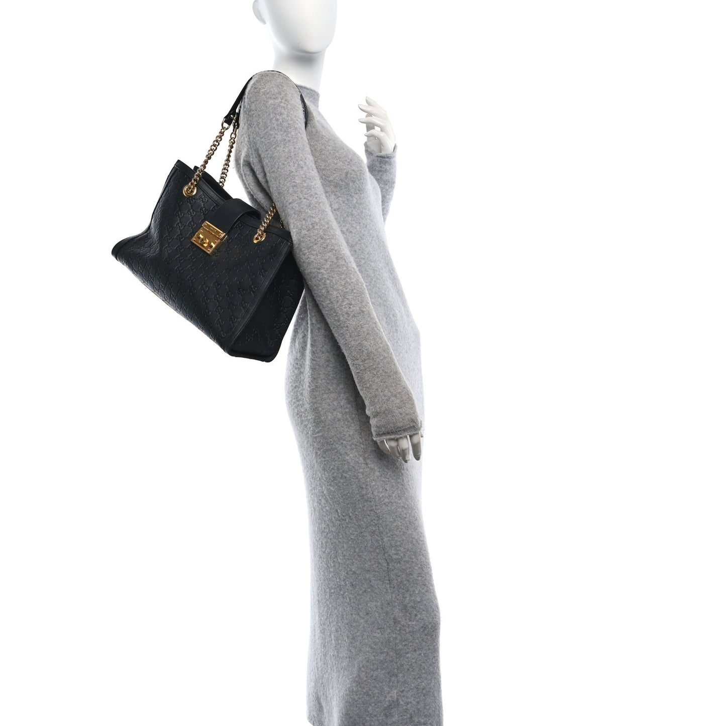 Guccissima Medium Padlock Tote Black