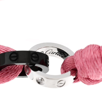 Cartier 18K White Gold Ceramic 4 Diamond LOVE Cord Bracelet Pink 3 of 6